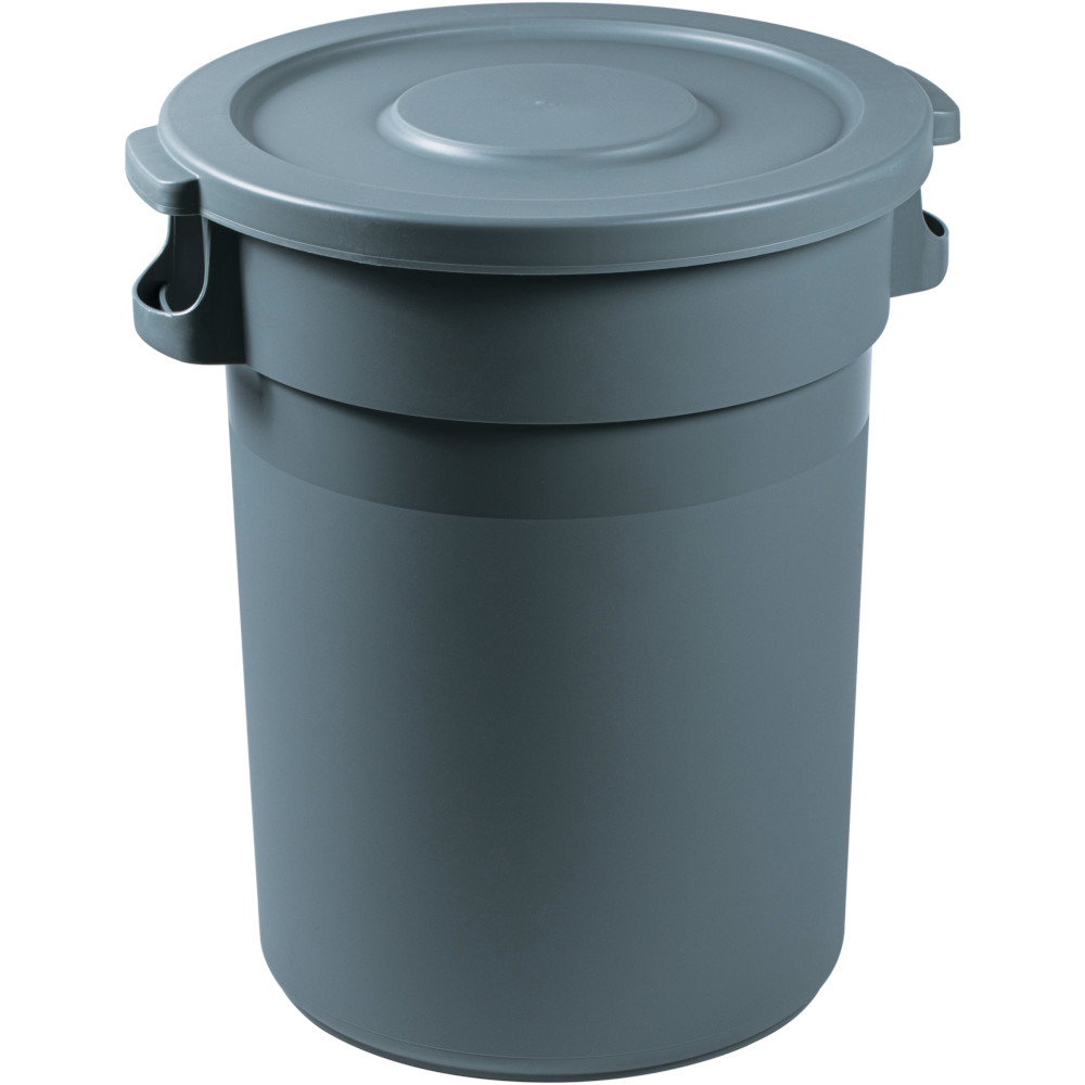Portoir rond plastique à couvercle gris 80 litres Portoir rond plastique à couvercle gris 80 litres
