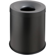 Corbeille anti-feu noire 15L élégante et sécurisée