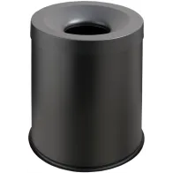 Corbeille anti-feu noire 15L élégante et sécurisée