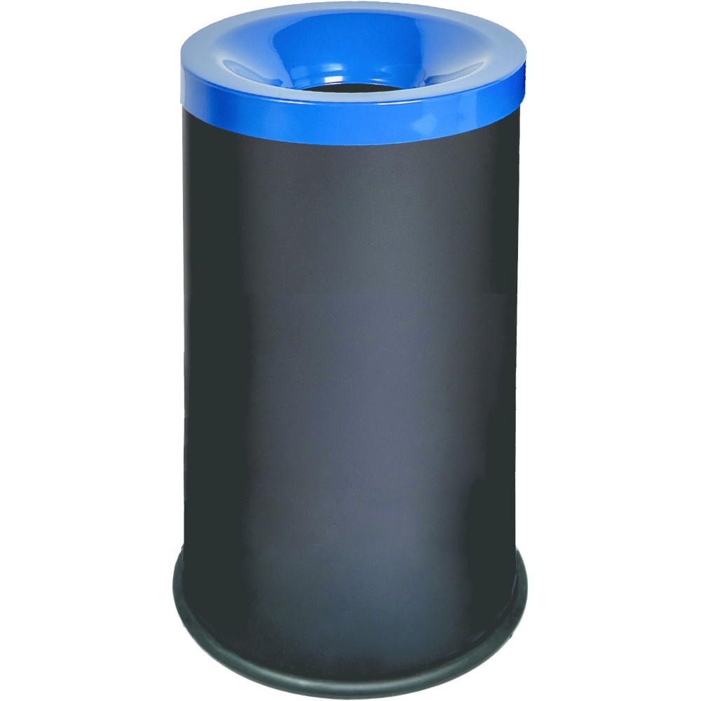 Corbeille anti-feu noire-bleue 50L pour tri sélectif Corbeille anti-feu noire-bleue 50L pour tri sélectif