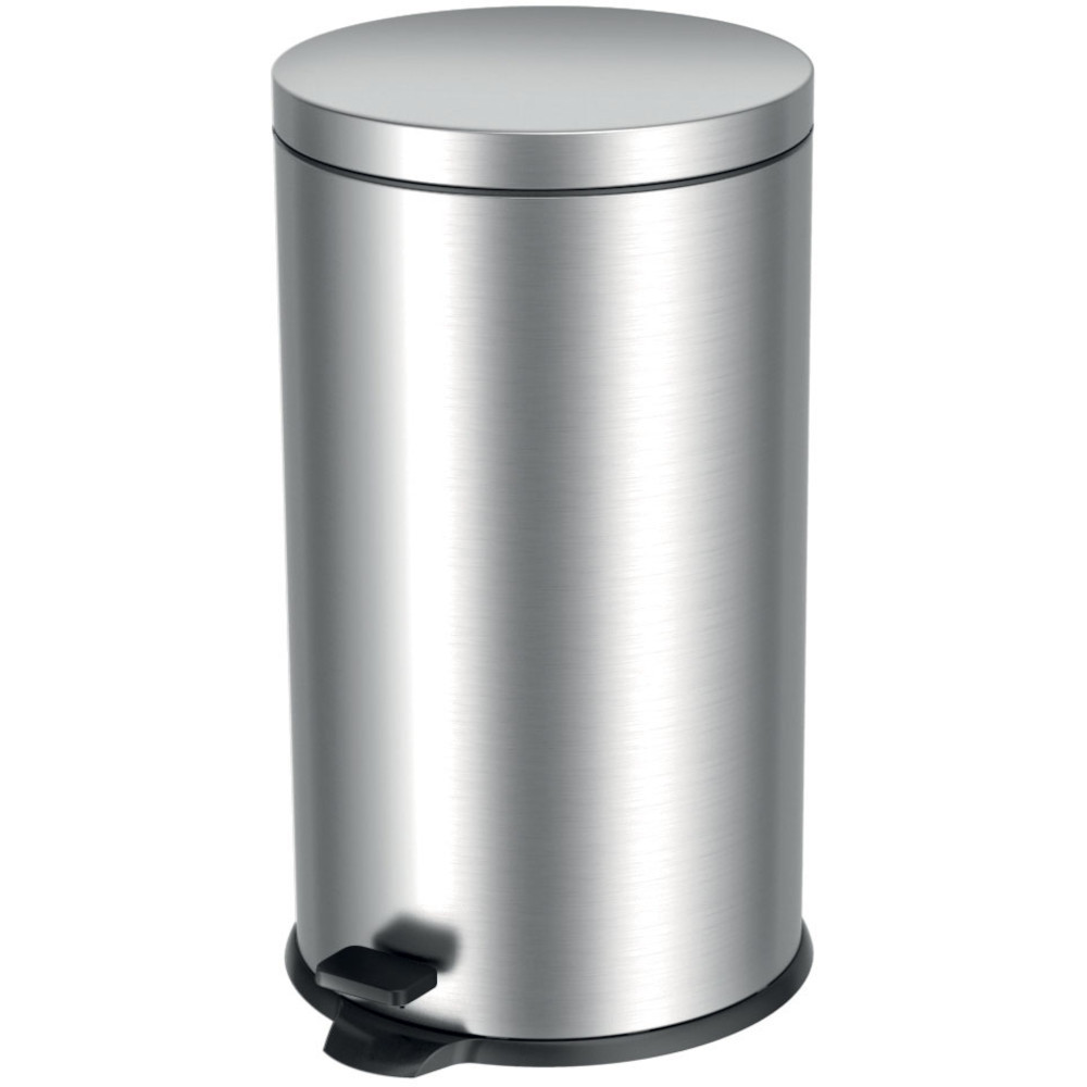 Poubelle cylindrique en métal avec couvercle - 52 litres - Argenté