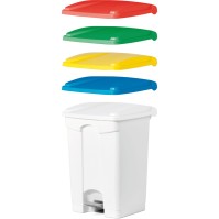 Poubelle 45L blanche plastique pédale robuste tri sélectif