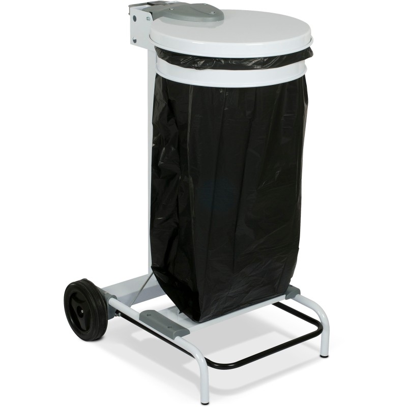 Support sacs-poubelle mobile acier 110 litres