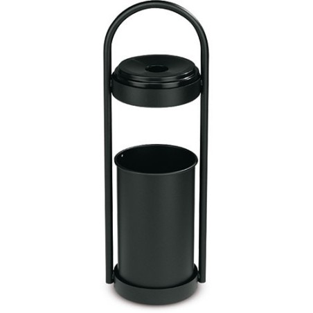 Corbeille à papier noir avec cendrier 18 litres