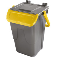 Poubelle 35L grise avec couvercle basculant jaune