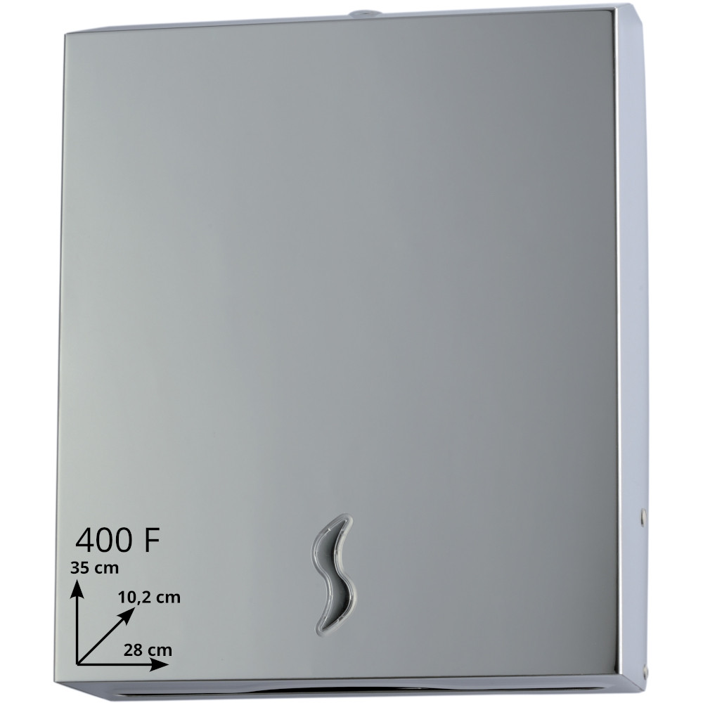 Distributeur d'essuie mains inox 430 – 400 feuilles Distributeur d'essuie mains inox 430 – 400 feuilles