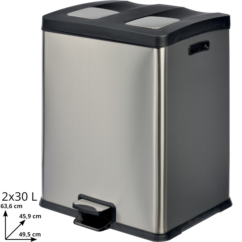 Poubelle à pédale tri-sélectif 2x30 litres