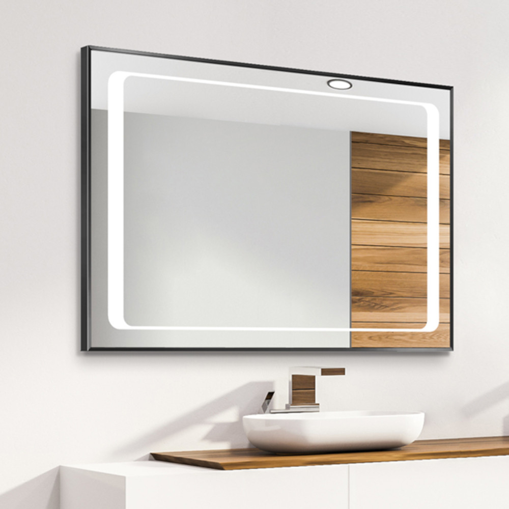 Miroir De Salle De Bain LED 50x70 Cm - Cadre Aluminium Brossé, 3 Couleurs De Lumière Réglables, Antibuée, Verre Trempé HD IP44 (Snowdool)