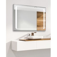 Miroir cadre aluminium LED argent