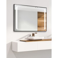 Miroir cadre aluminium LED noir