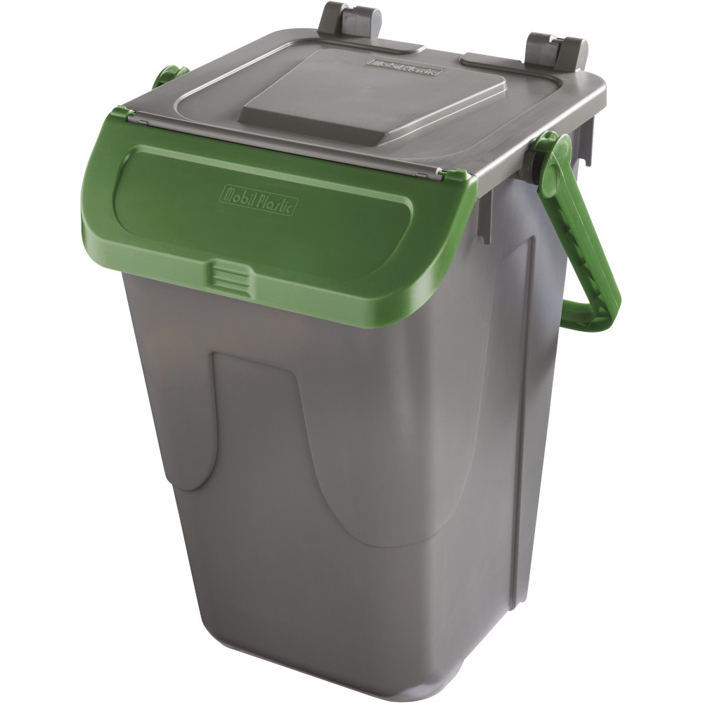 Poubelle verte 35L avec couvercle basculant et anse Poubelle verte 35L avec couvercle basculant et anse