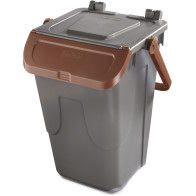 Poubelle marron 35L à couvercle basculant et anse robuste