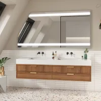 Miroir sur mesure sous comble 2 bandes lumineuses