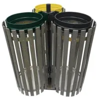 Support sac-poubelle 3 flux avec entourage à sceller