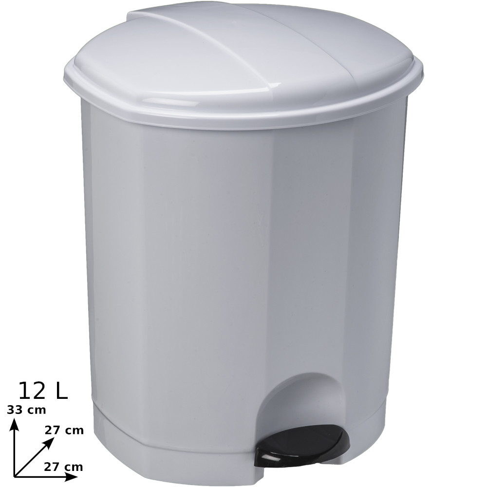 lot de 6 poubelles en plastique blanche standard 12 litres