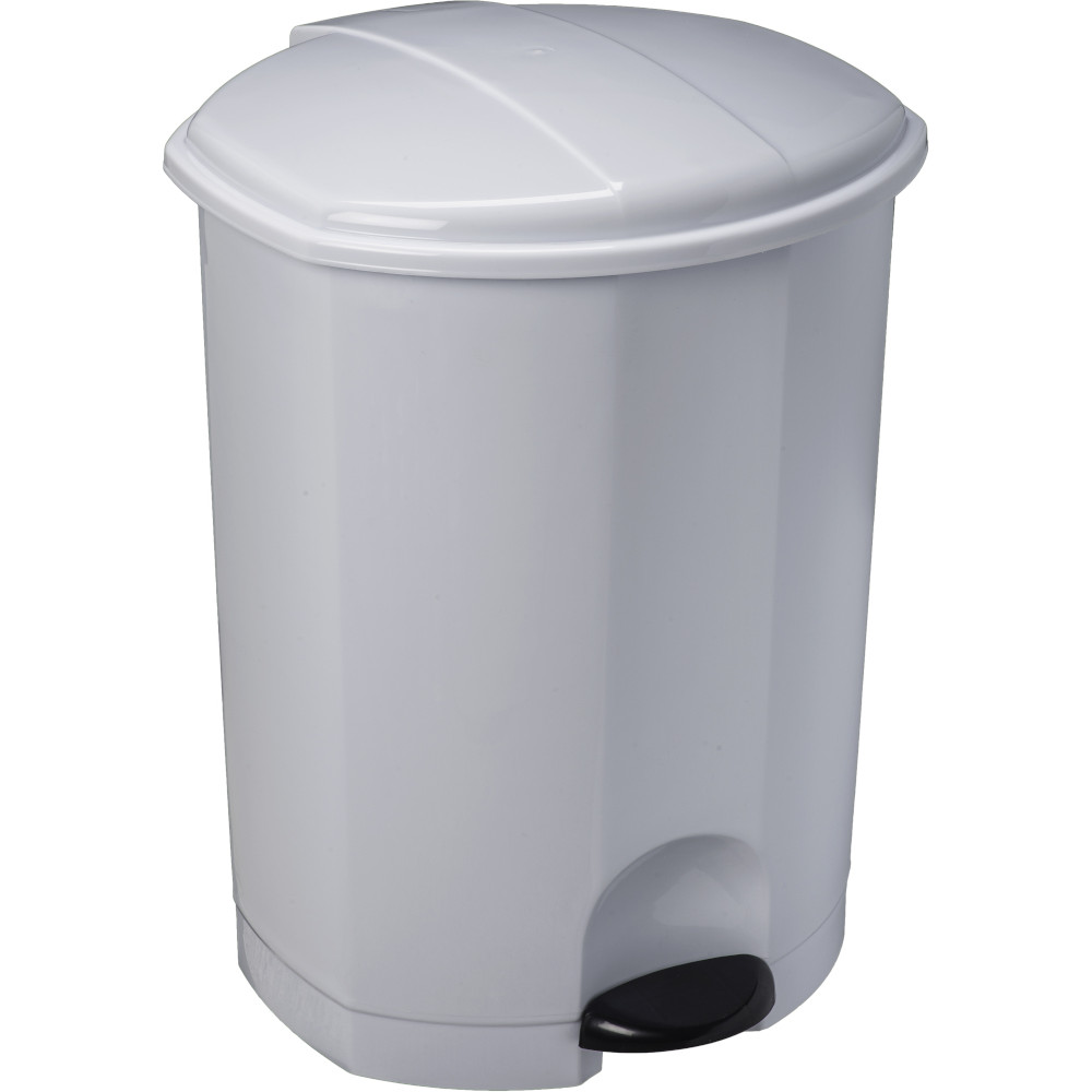 Poubelle blanche standard, taille moyenne, plastique durable.