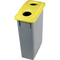Bac 90L avec couvercle jaune pour recyclage gobelets plastique