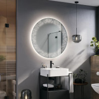 Miroir salle de bain rond moderne avec éclairage LED