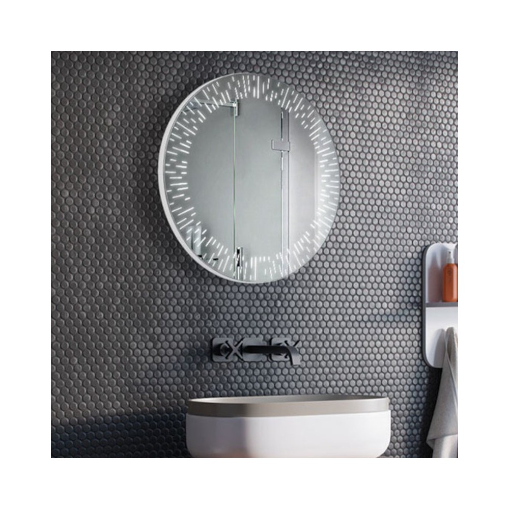 Miroir salle de bain rond moderne avec éclairage LED