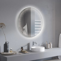 Miroir rond lumineux effet 3D - dans une salle de bain