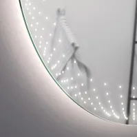 Miroir rond lumineux effet 3D - dans un salon