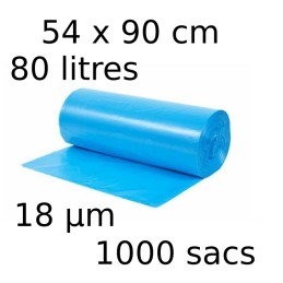 Sacs-poubelle 80L dim 54x90cmx18µm bleu