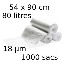 Sacs-poubelle 80L dim 54x90cmx18µm transparent