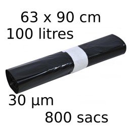 Sacs-poubelle 100L dim 63x90cmx30µm noir