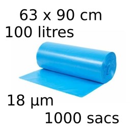 Sacs-poubelle 100L dim 63x90cmx18µm bleu
