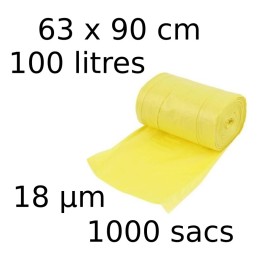 Sacs-poubelle 100L dim 63x90cmx18µm jaune