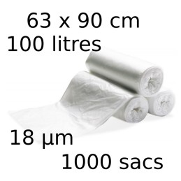 Sacs-poubelle 100L dim 63x90cmx18µm transparent