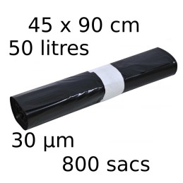 Sacs-poubelle 50L dim 45x90cmx30µm noir