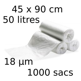 Sacs-poubelle 50L dim 45x90cmx18µm transparent