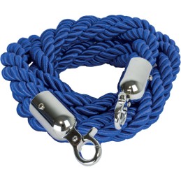 Cordon bleu avec 2 crochets inox brillant: Balisage à corde robuste et élégant pour une utilisation durable.