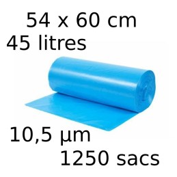Sacs-poubelle 45L dim 54x60cmx10,5µm bleu