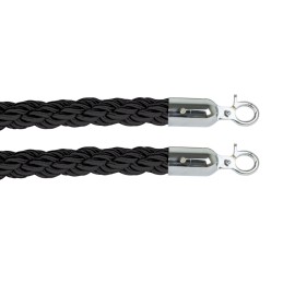 Cordon noir 3 cm avec 2 crochets inox brillant. Un accessoire élégant et durable pour tous vos besoins.