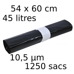 Sacs-poubelle 45L dim 54x60cmx10,5µm noir