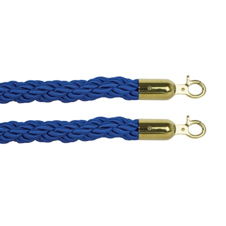 Cordon bleu avec 2 crochets dorés: cordon de balisage spectateurs élégant et durable avec 2 crochets dorés.