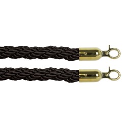 Cordes de balisage spectateurs noires avec 2 crochets dorés
