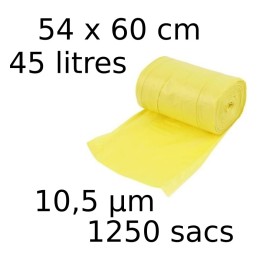 Sacs-poubelle 45L dim 45x60cmx10,5µm jaune