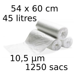 Sacs-poubelle 45L dim 54x60cmx10,5µm transparent