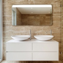 Miroir LED coins arrondis : modèle Shelf Led pour intérieurs modernes et minimaliste