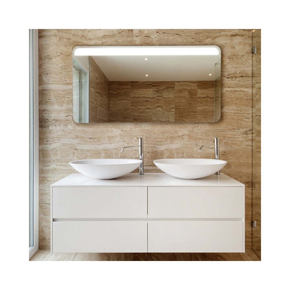 Miroir LED coins arrondis : modèle Shelf Led pour intérieurs modernes et minimaliste