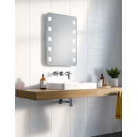 Miroir LED carré avec coins arrondis, éclairage LED 12V