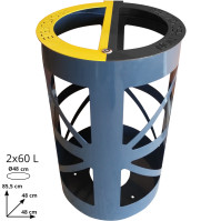 2 sacs-poubelle 60 litres corbeille bi-flux sécurité ronde