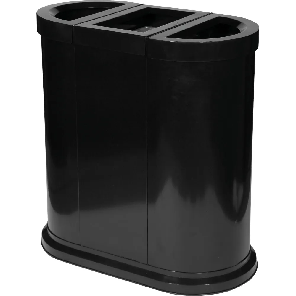 Station de tri sélectif en acier noir peint.