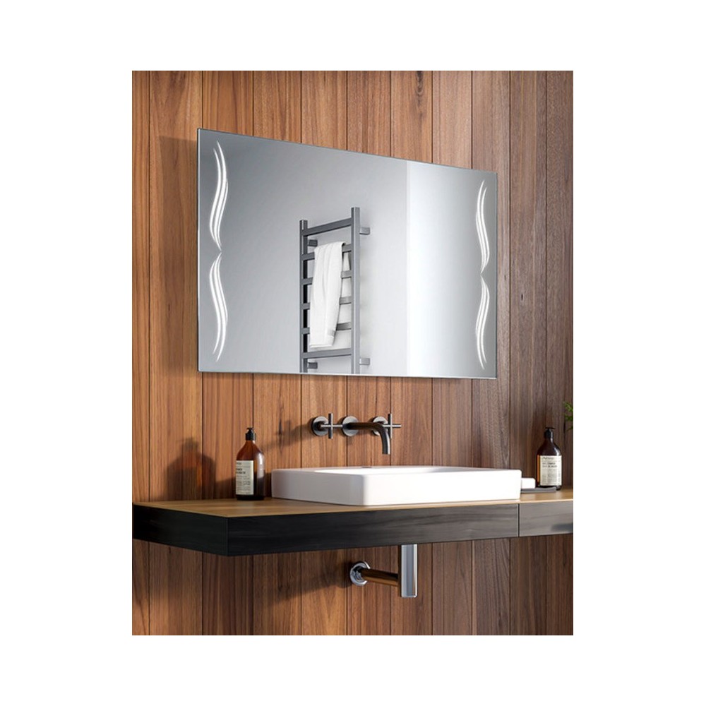 miroir rectangulaire moustache LED avec décor lumineux