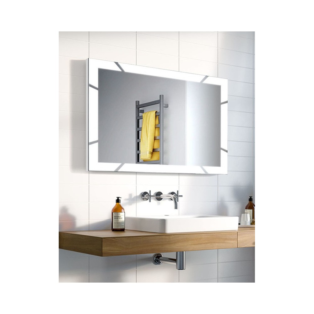 miroir rectangle avec contour lumineux puissant led