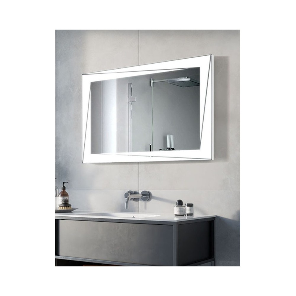 miroir rectangulaire avec cadre lumineux pour éclairage puissant