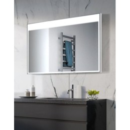 miroir rectangulaire light+ sur mesure avec cadre lumineux et large bande supérieure